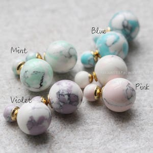 Color marble ball ear jackets,Solitaire earrings,Two side earrings,Two sided earrings,Front back earrings,Tiny Stud Earrings,Modern Jewelry