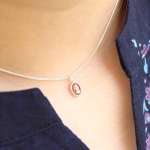 Super tiny authentic shell cameo necklace,Simple Gemstone Necklaces,Handmade Silver Jewelry,Cameo Necklace From Korea,Silver cameo pendant image 1