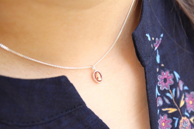 Super tiny authentic shell cameo necklace,Simple Gemstone Necklaces,Handmade Silver Jewelry,Cameo Necklace From Korea,Silver cameo pendant image 1