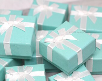 Mint box White ribbon Jewelry gift box, The Gift box , Small size gift box, Bridal party gift box, Bridesmaid boxes, Gift Wrapping