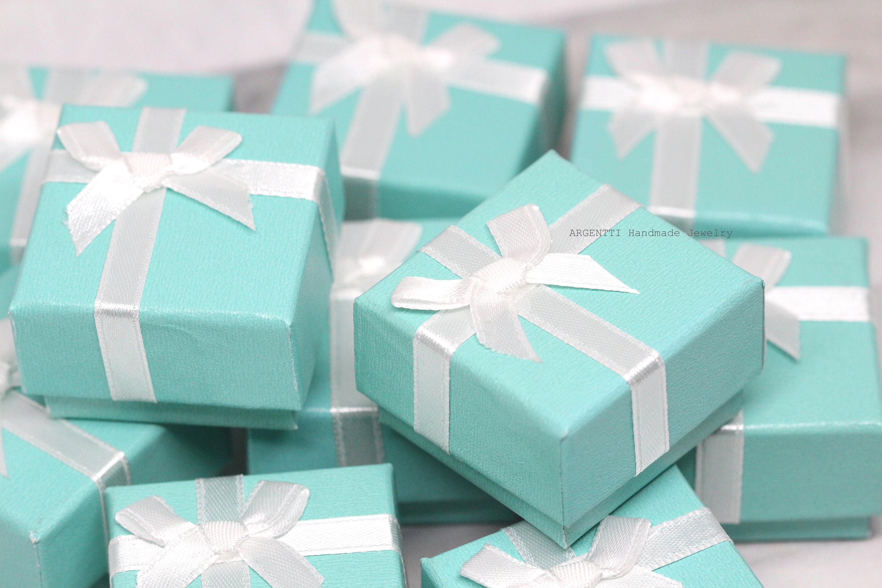 Mint Box White Ribbon Jewelry Gift Box the Gift Box Small Etsy