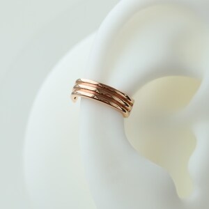 18g,14k Solid gold three lines hoop piercing,Ear cuff piercing,Screw Back Earrings,Hypoallergenic Earrings,Cartilage,Lobe