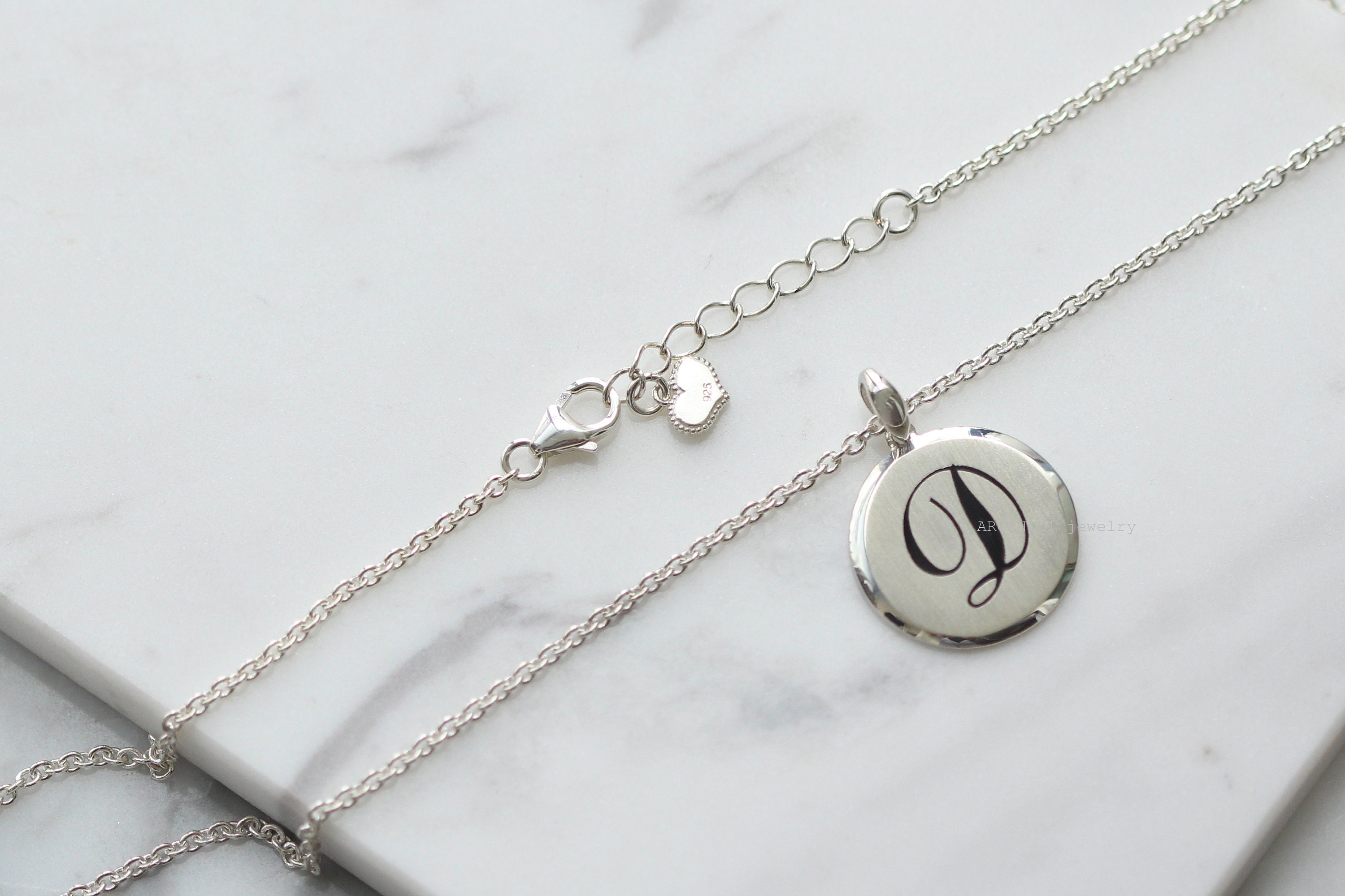 925 Sterling silver initial charms round disc charm Etsy