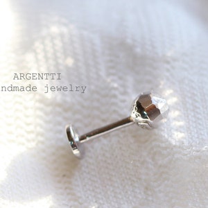 Delicate 14K Gold Cutting Ball Earrings,Flat back tiny,Minimalist,Screw Back Earrings,Hypoallergenic Earrings,Tiny gold earrings,Piercing