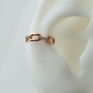18g,14k Solid gold chain shaped hoop piercing,Ear cuff piercing,Screw Back Earrings,Hypoallergenic Earrings,Cartilage,Lobe