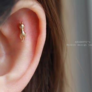20G 14K Gold Cats screw back earrings,18G 14K Gold Cats Internally Labret,Cat Earrings,Cat 18 gauge,Hypoallergenic Earrings,Cat jewelry