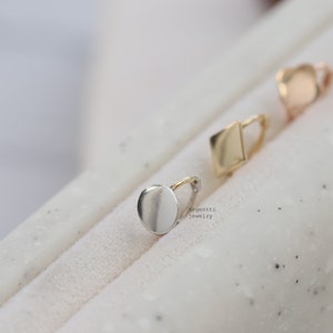 14k Geometric Earrings,Solid 14k Gold Earrings,Delicate Gold CZ Earrings,Tiny Gold Stud,For Her,for Mom,Gift Ideas,Hypoallergenic