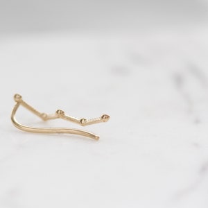 14k Solid Gold Zigzag Ear Cuff,Threader earring,Single earring,Minimalist jewelry,Hypoallergenic Earrings,Long earring image 4