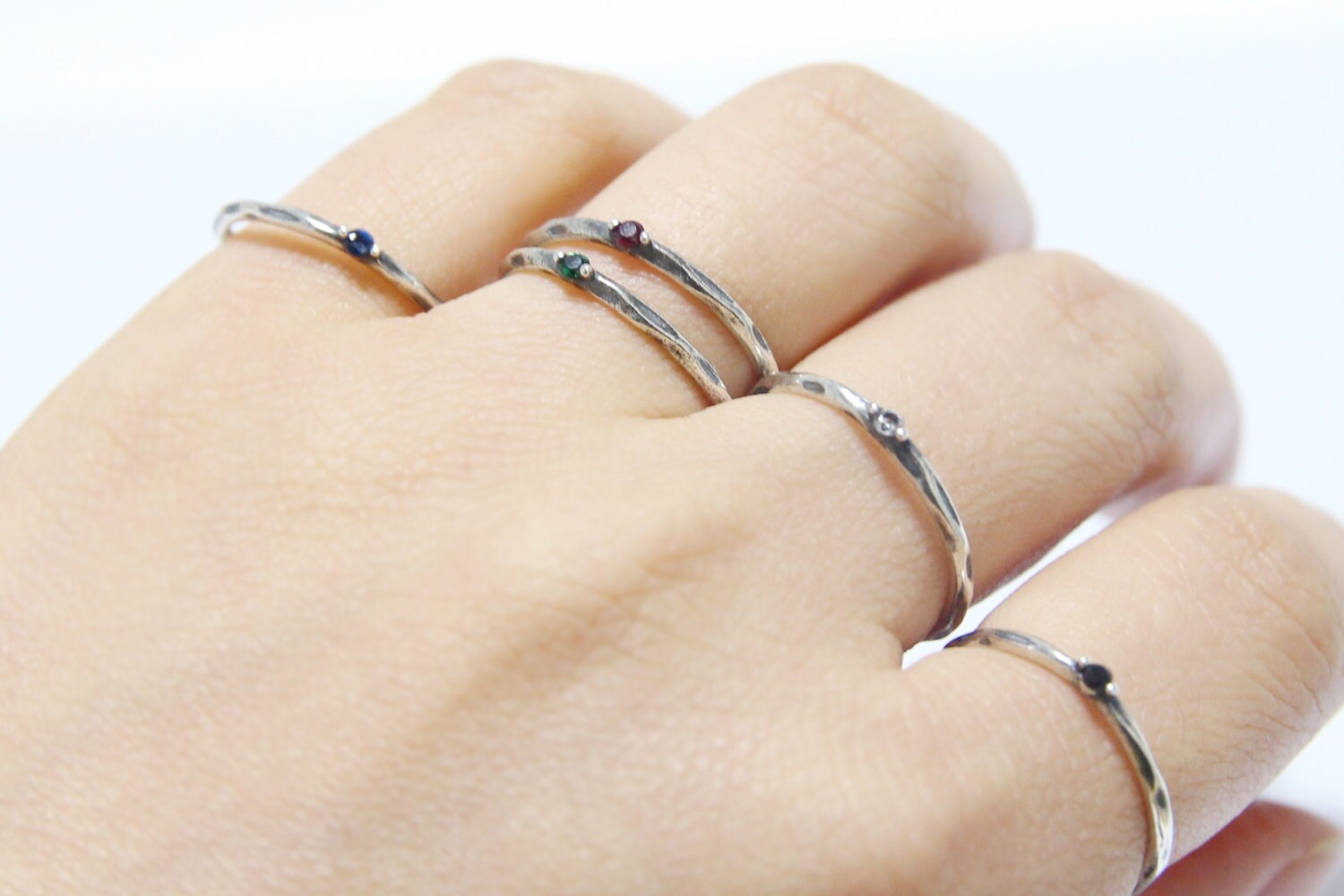 Cubic Zirconia Ring925 Thin Silver Ringsingle Silver - Etsy