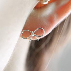 Sterling Silver Bow Ear Jacket Earrings, Dainty Bow Earrings