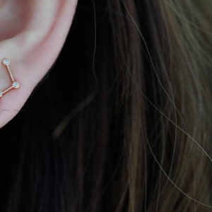 14k Solid Gold Zigzag Ear Cuff,Threader earring,Single earring,Minimalist jewelry,Hypoallergenic Earrings,Long earring image 6