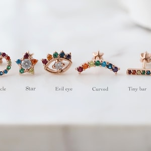 Delicate 18 gauge Rainbow Gold, Piercing,Helix Piercing,Cartilage,Tragus Piercing