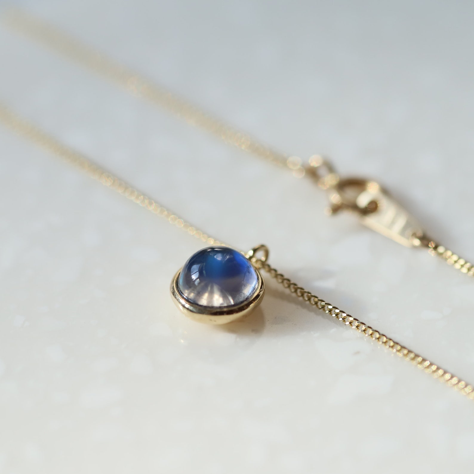 14k solid gold moonstone necklace14k gemstone pendantFor Etsy