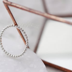 Delicate silver ball band ring,925 Sterling Thin Silver RingTexture Silver Stacking Ring,Skinny ring in sterling silver,Simple Silver Band