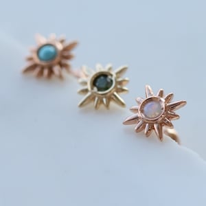 14K Gold Turquoise Earrings,Screw Back Earrings,Birthston cubic,December Birthstone Earrings,For gift,Tiny earrings,Gold Piercing,From Korea