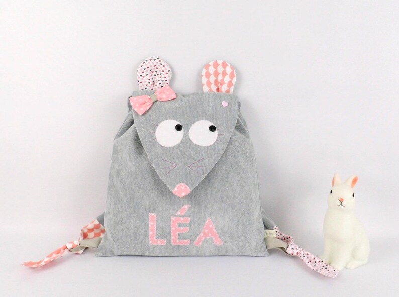 Baby mouse bag custom name Isabella nanny nursery kindergarten backpack girl gift birth baptism