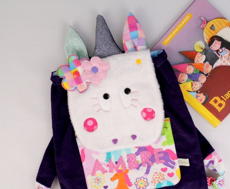 Kids backpack personalized Unicorn Adele satchel personalized name girl back first kindergarten snack bag colors