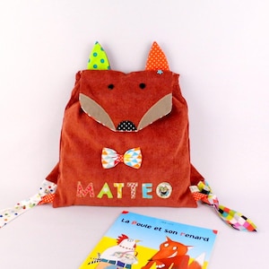 Sac à dos maternelle, sac à dos personnalisé enfant, sac à dos personnalisable avec le prénom, sac à dos crèche nounou, sac à dos Renard