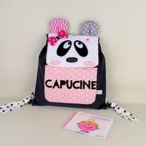Sac à dos maternelle, sac à dos personnalisé enfant, sac à dos personnalisable avec le prénom, sac à dos crèche nounou, sac à dos Panda