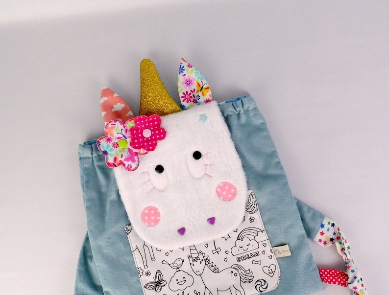Kids backpack personalized Unicorn Adele satchel personalized name girl back first kindergarten snack bag colors
