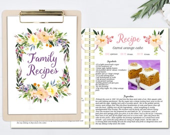 editable cook book recipe template recipe pages pattern etsy