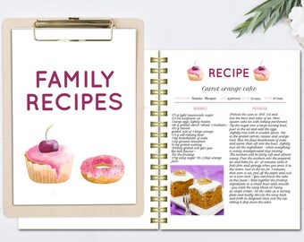personalized recipe book template editable recipe pages and etsy