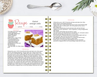 recipe binder printable coral mint blank tabs cookbook organizer letter