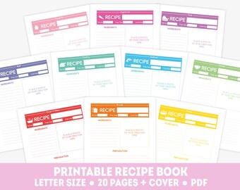 printable recipe cards personalized recipe binder kit letter etsy