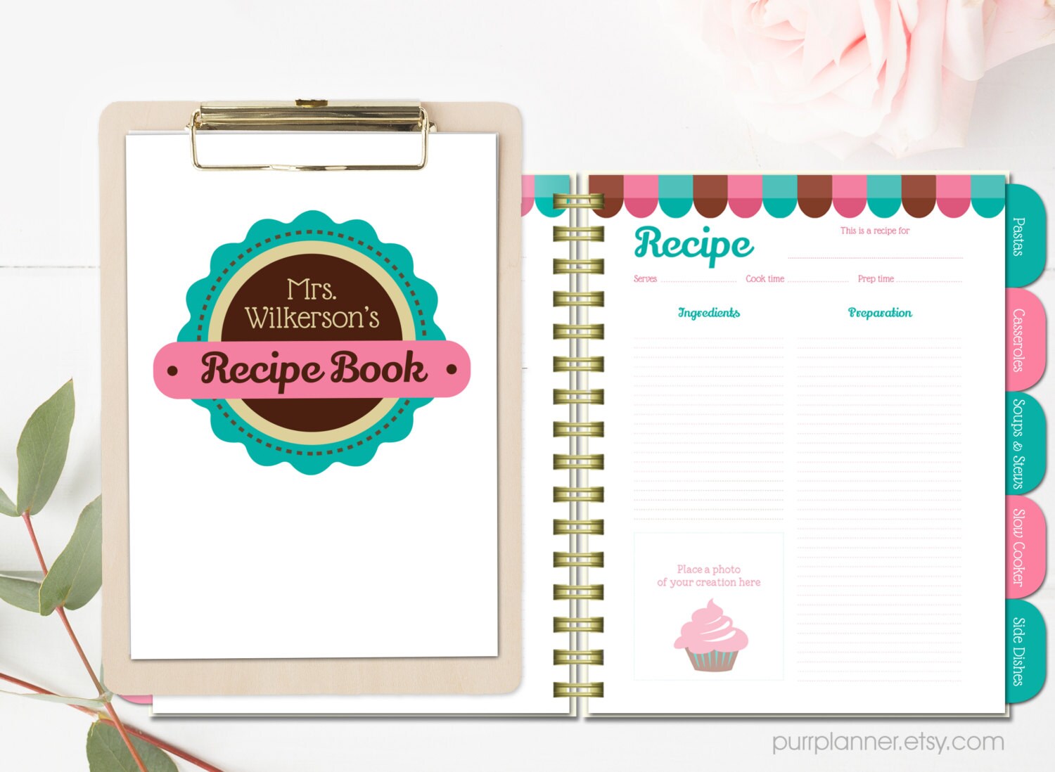 Personalized cook book custom recipe book printable recipe Etsy