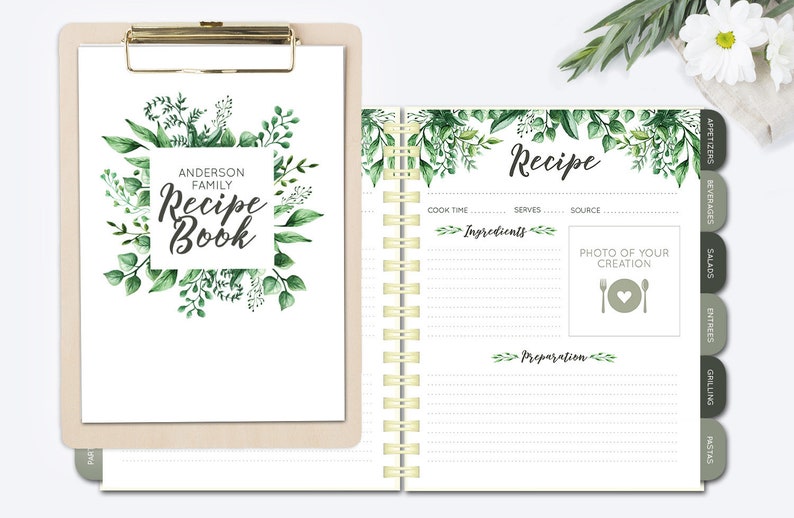 Botanical recipe binder kit printable floral cook book image 0