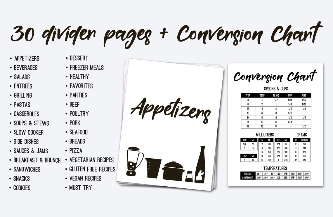 Printable recipe book blank cookbook recipe organizer Etsy