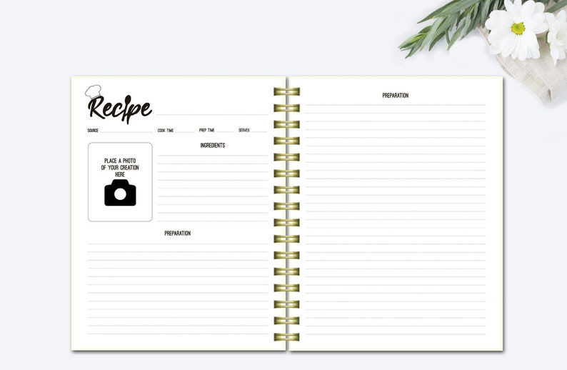 Printable recipe book blank cookbook recipe organizer Etsy