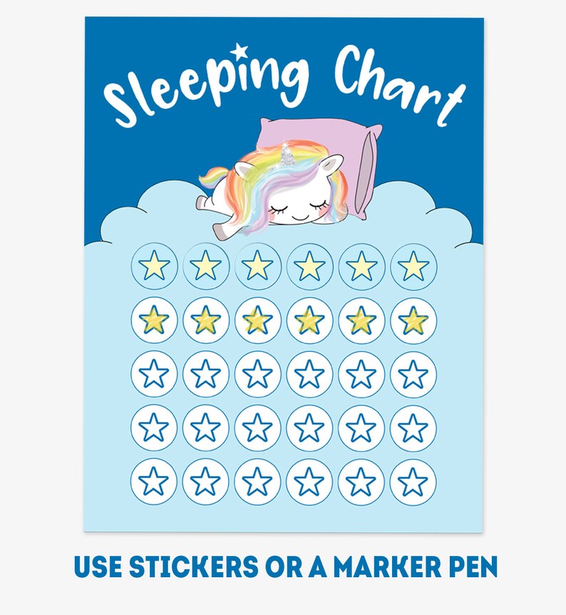 rainbow sleeping chart pony good night chart unicorn girl etsy