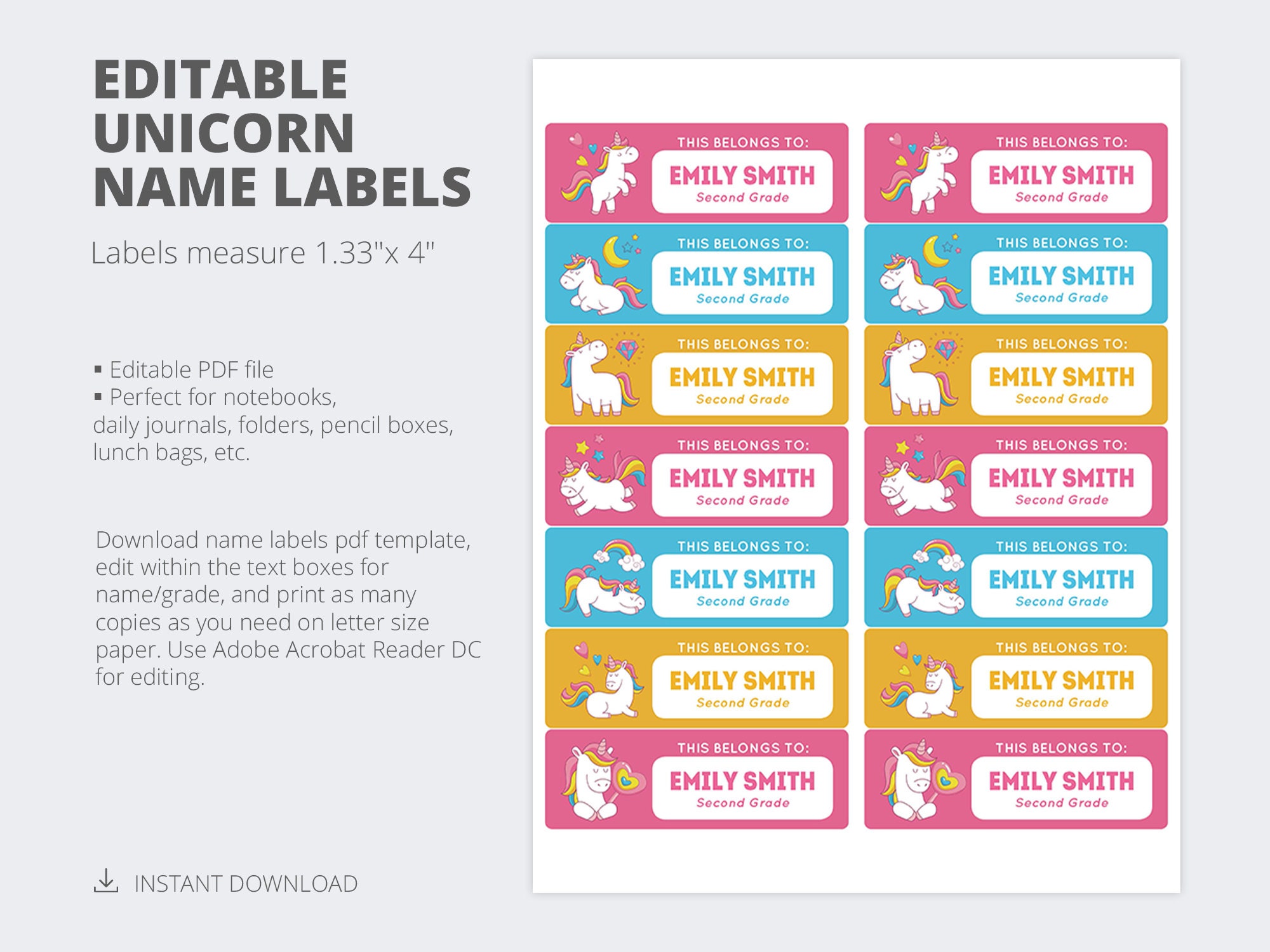 Printable Name Labels For Girls Kids School Name s Etsy Australia