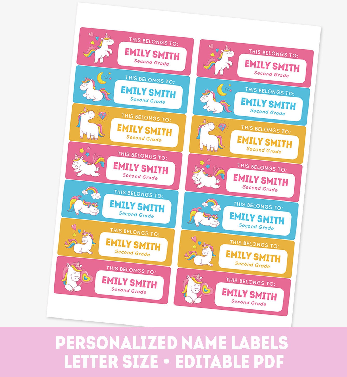 Printable Name Labels For Girls Kids School Name s Etsy