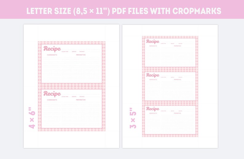 Pink recipe cards 3x5 and 4x6 two sided blank wedding recipe Etsy