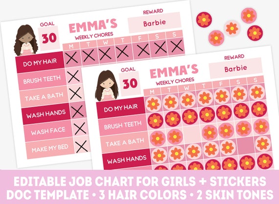 Editable Weekly Chore Chart