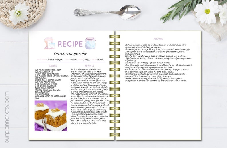 Rezept-Vorlage editierbare Kochbuch DOC-Vorlage druckbare | Etsy