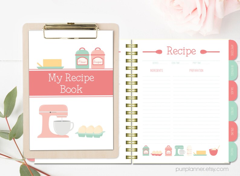 Printable recipe reserve, coral and mint recipe binder, blank cookbook, recipe organizer, divider tabs and internet pages, letter dimensions photo about Printable Recipe Book identify Printable recipe reserve, coral and mint recipe binder, blank cookbook, recipe organizer, divider tabs and internet pages, letter sizing