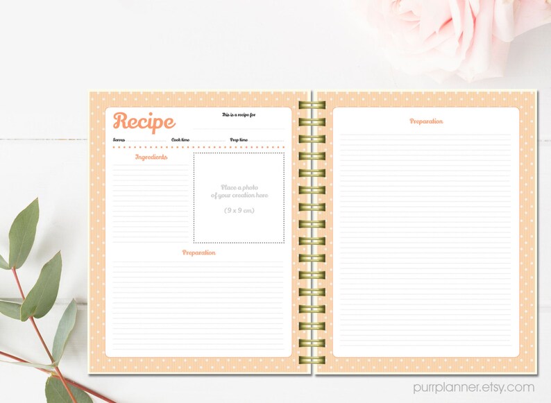 Printable Recipe Cards Personalized Recipe Binder Kit Letter Etsy