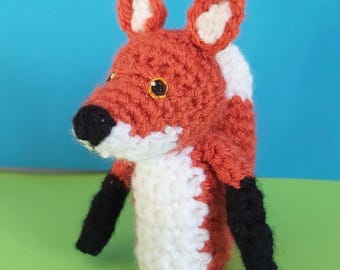 Fox Finger Puppet toy. Hand made in UK. 10cm