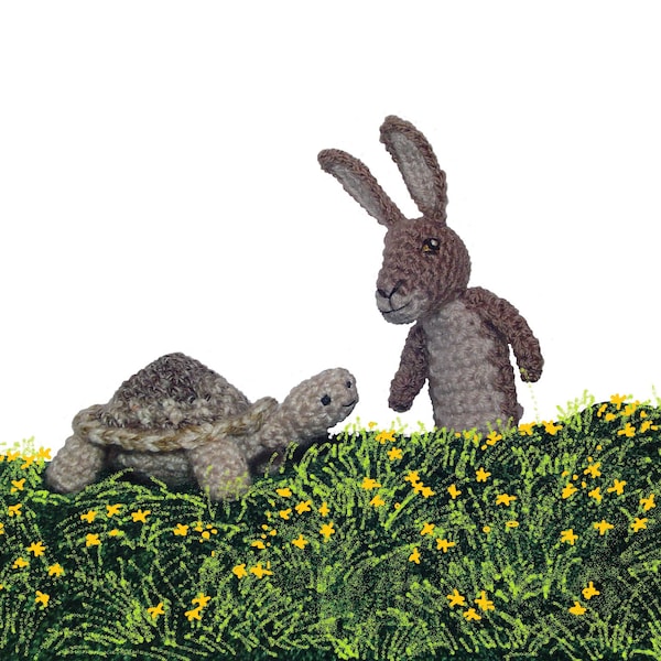 The Tortoise and the Hare Finger Puppets  crochet PATTERN