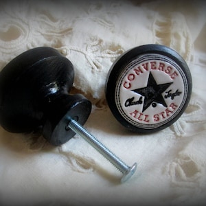 A furniture knob (door or drawer) in wood and two-tone enameled terracotta "CONVERSE (sold individually)