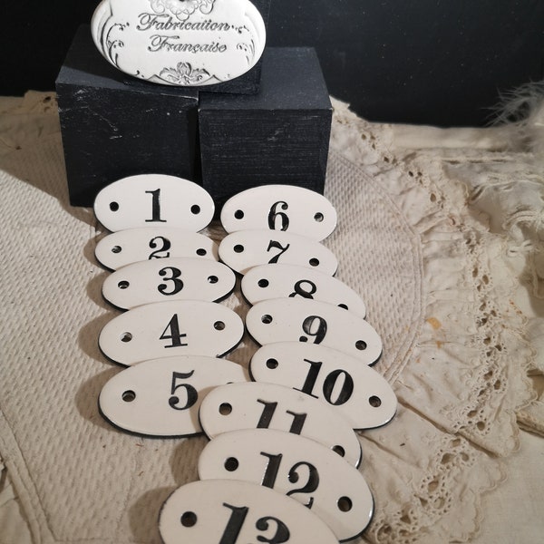 Enamelled plaque reissue of old Oval from 0 to 99 (sold individually)