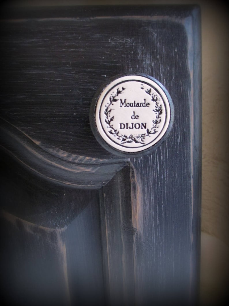 A furniture knob door or drawer in wood and ceramic: Dijon mustard image 1