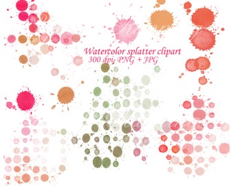 watercolor splashes clipart paint splotches clipart design etsy