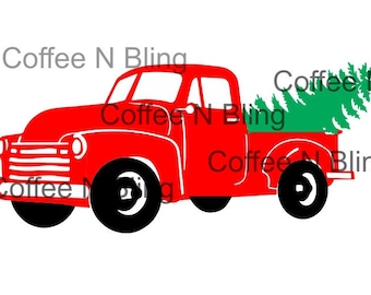 Vintage christmas truck svg, silhouette, cricut, vinyl, digital file, christmas tree, tree farm svg,Christmas svg, vintage truck svg,