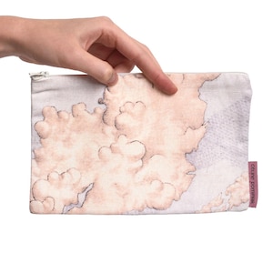 Zip fabric pouch  - &quot;Winter morning&quot; Cloud Motif
