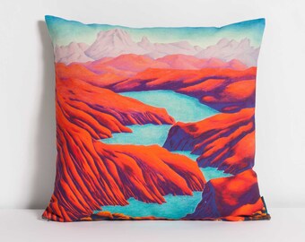 Red cushion cliff landscape pattern digital print for sofa
