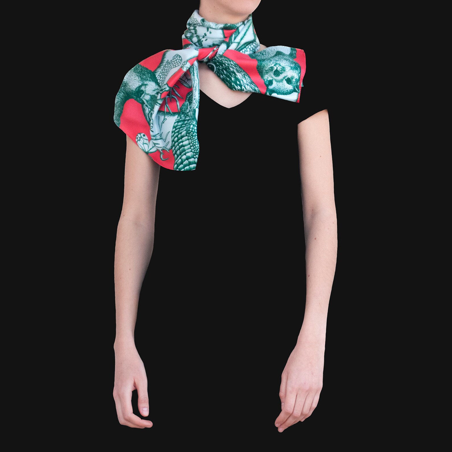 Large Green Silk Scarf Geranium Pink and Pâle Rectangular Etsy